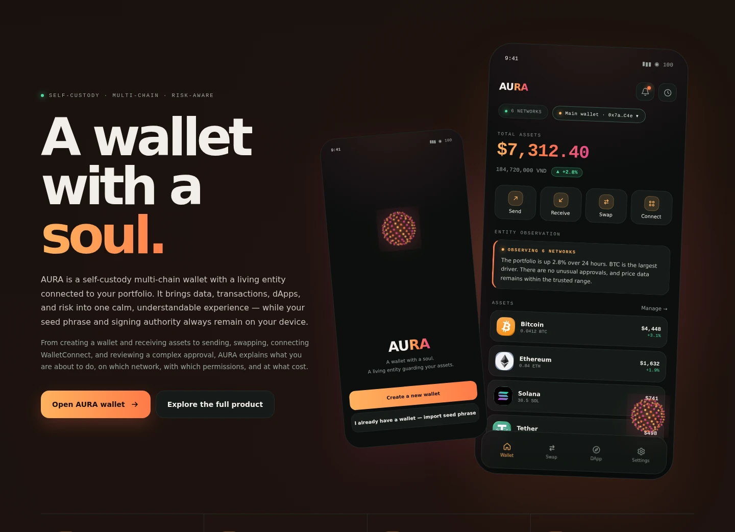 AURA Wallet React Native multi-chain crypto wallet for iOS Android Web3 WalletConnect and admin panel