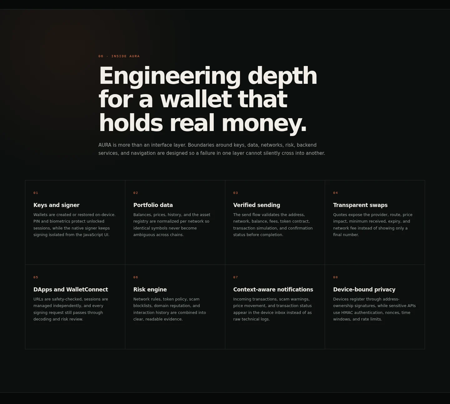 AURA Wallet React Native Next.js MongoDB WalletConnect Web3 backend architecture
